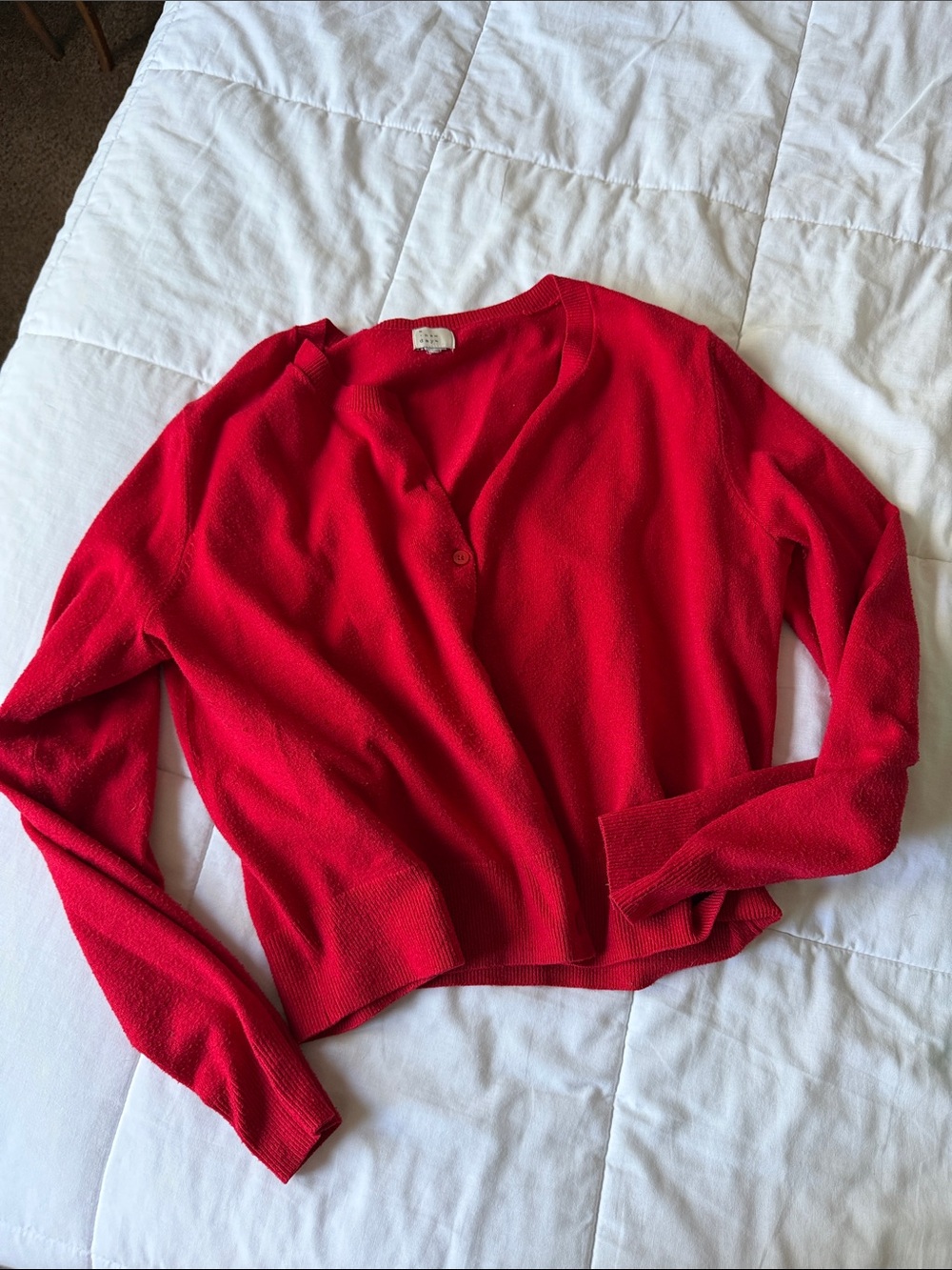 a new day Red V-Neck Button-Front Cardigan Sweater